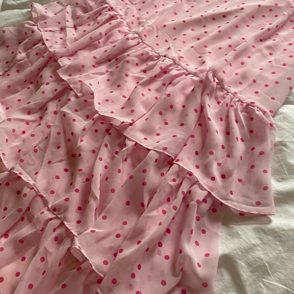 Lulu’s Pink Polka Dot Ruffled Dress